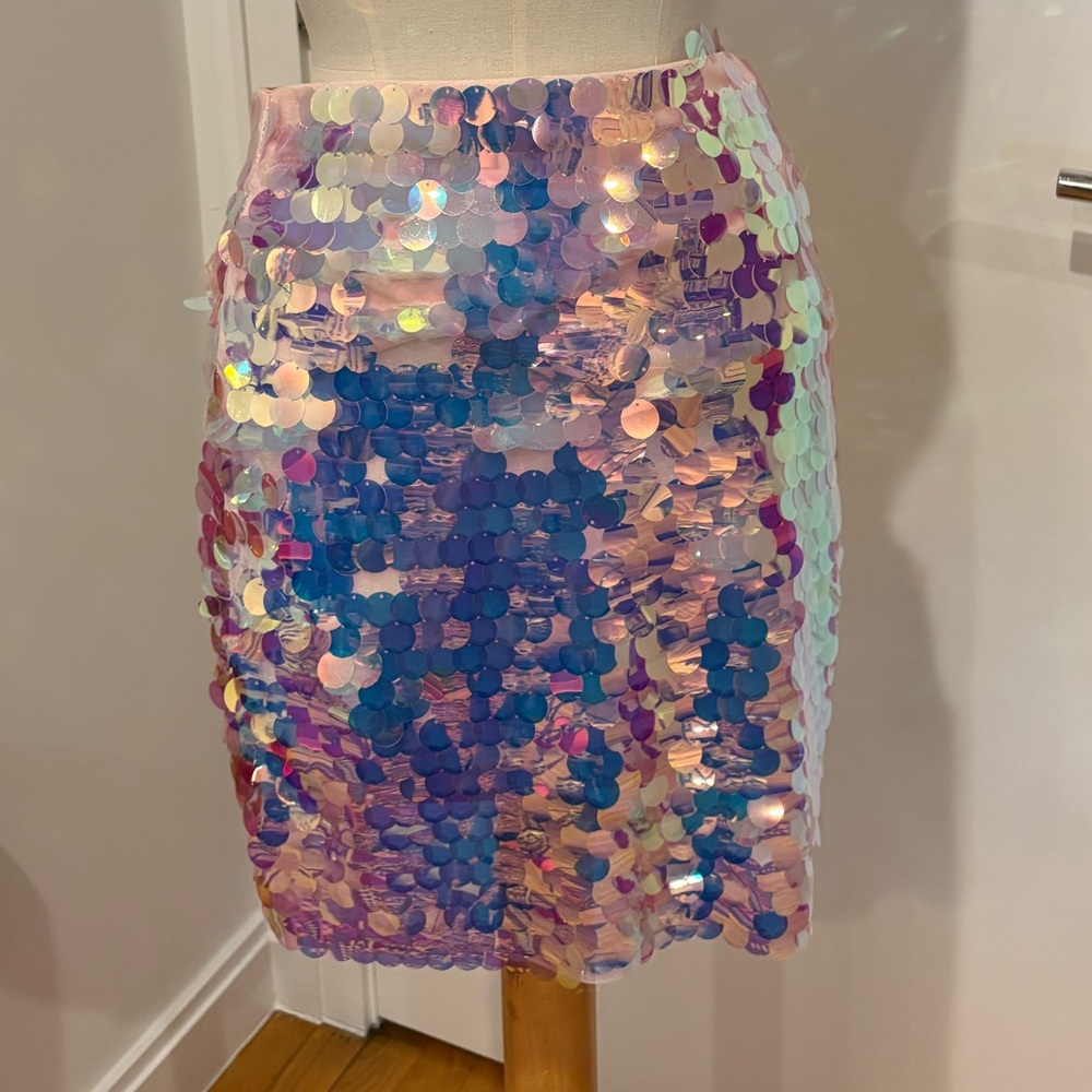 Honey punch mermaid iridescent pink sequin skirt